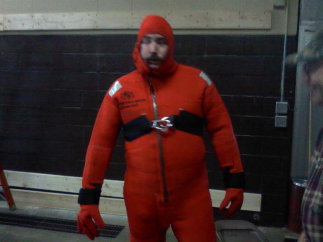 Chief Green trying out the Ice/Cold Water Rescue suit. Or is it Patrick Starfish